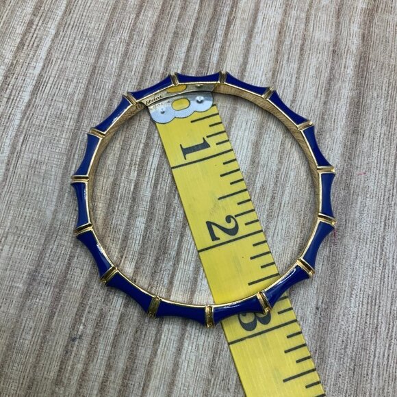 Stella & Dot NWT Blue Enamel Gold Tone Bangle Bracelet - Picture 4 of 6